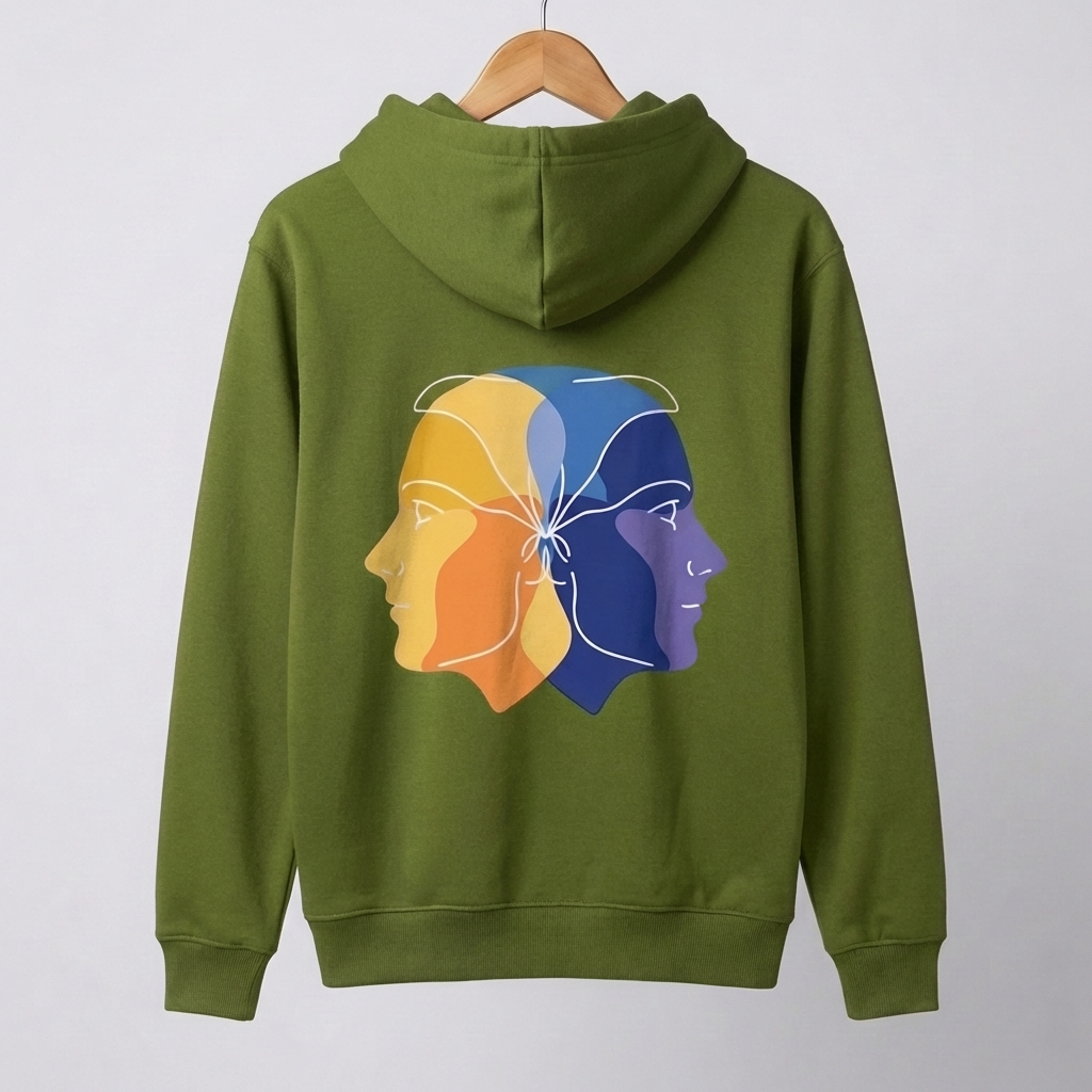 Dual Face Graphic Hoodie | Duality Bold Art - Men's