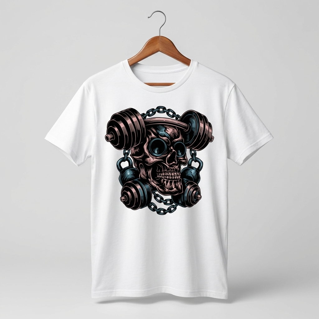 Gym Skull Oversized T-Shirt | Hardcore Fitness Skull Tee - Men's