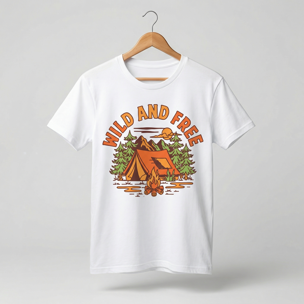 Wild And Free Camping T-Shirt | Vintage Outdoor Adventure Tee – Women's