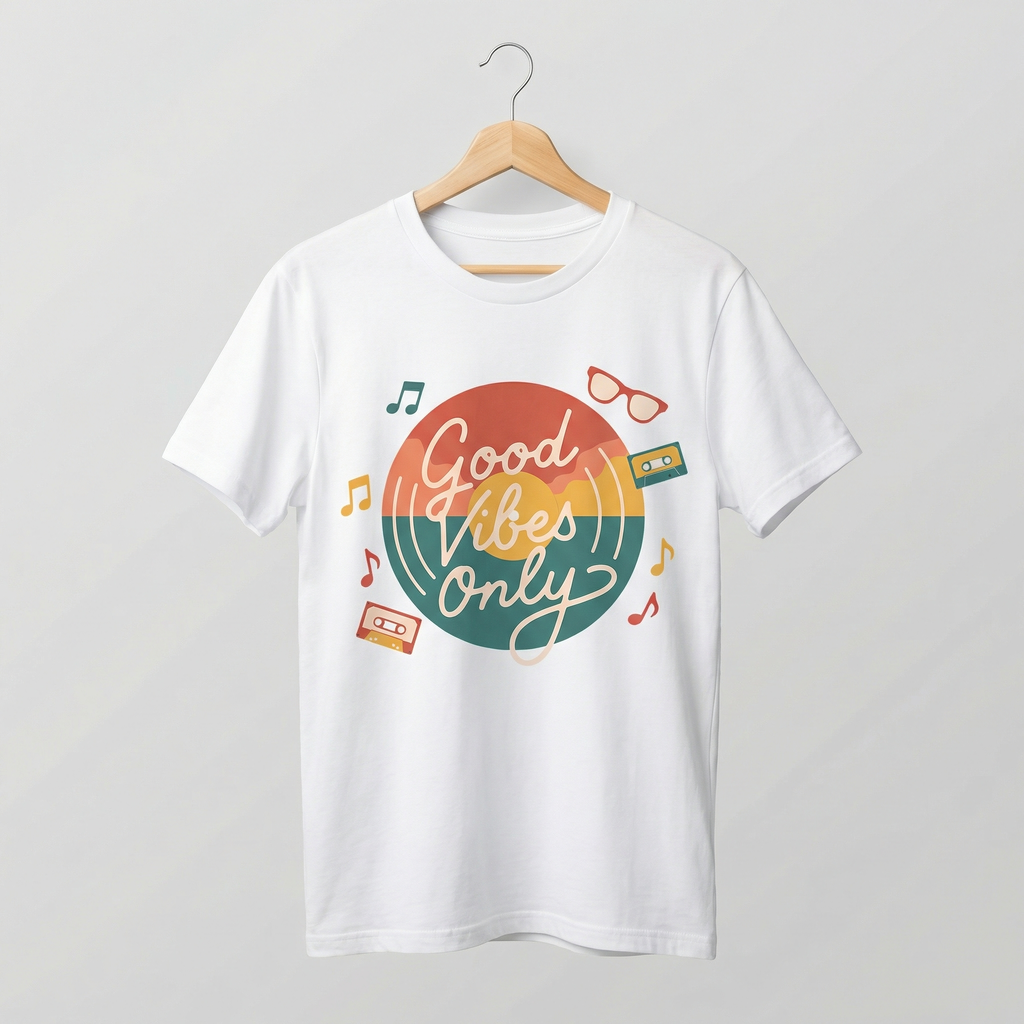 Good Vibes Only Retro Circle T-Shirt | Positive Energy Tee – Men's