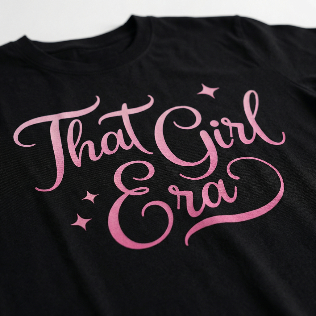 That Girl Era T-Shirt | Elegant Pink Script Tee – Women's