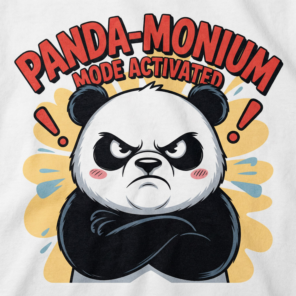 Panda-Monium Graphic T-Shirt | Funny Angry Panda Tee - Men's