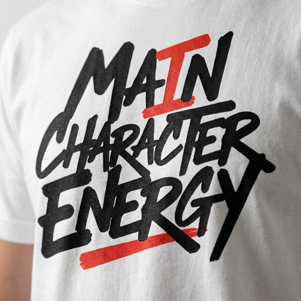 Main Character Energy T-Shirt | Bold Typography Graphic Tee – Men's