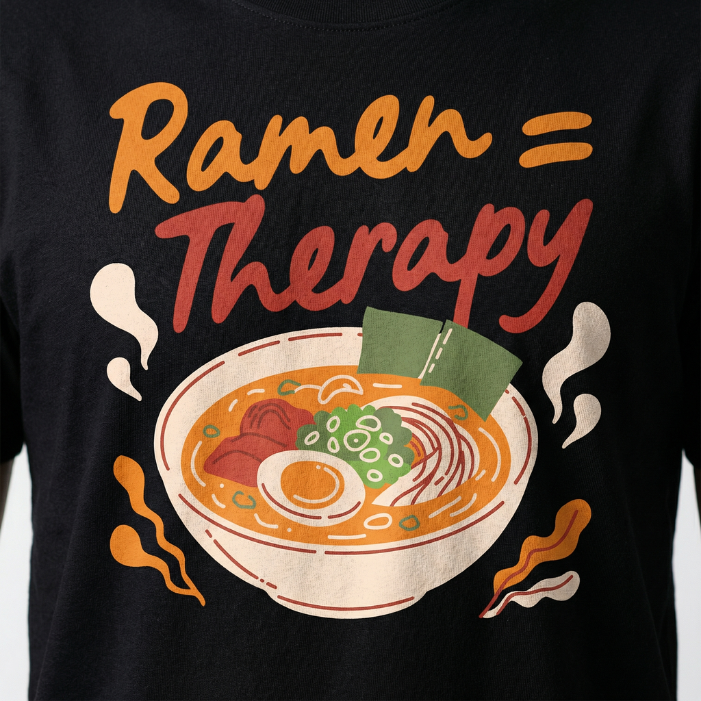 Ramen Equals Therapy T-Shirt | Foodie Comfort Graphic Tee – Men's