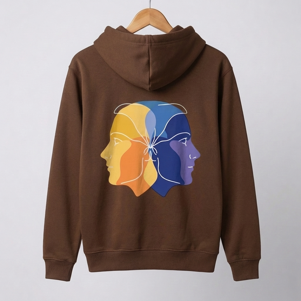 Dual Face Graphic Hoodie | Duality Bold Art - Men's