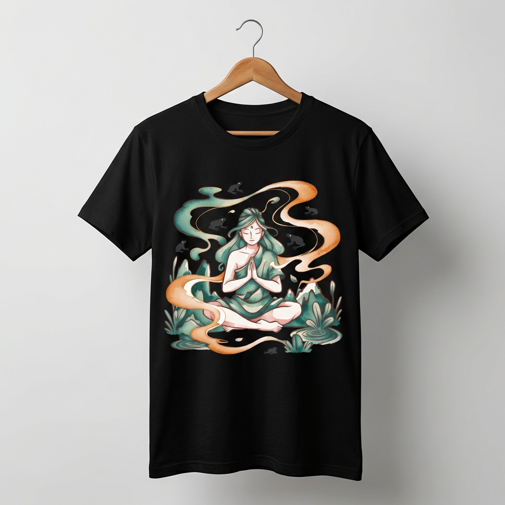 Zen Lady Graphic T-Shirt | Feminine Meditation Spiritual Tee - Women's