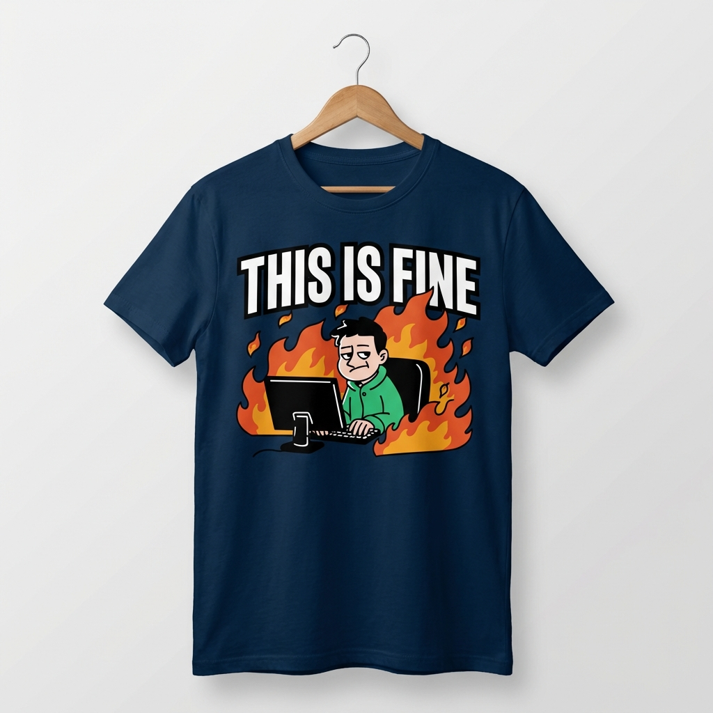 This Is Fine Graphic T-Shirt | Funny Meme Chaos Tee - Women's