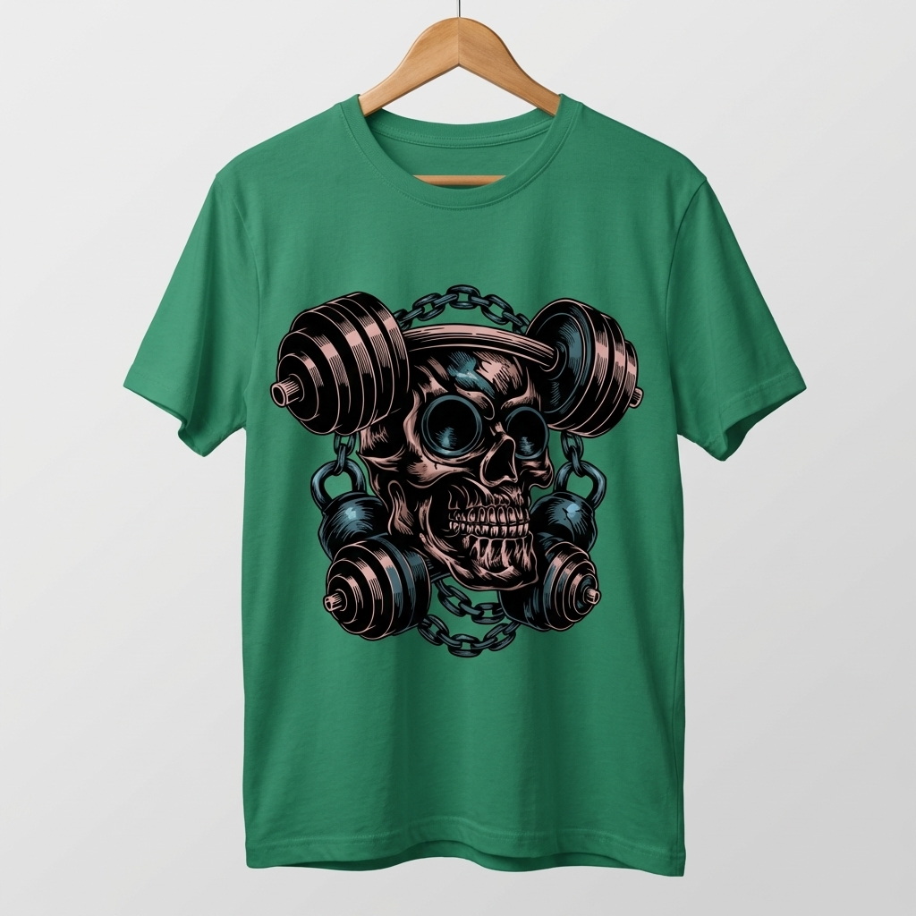 Gym Skull Graphic T-Shirt | Hardcore Fitness Skull Tee - Men's