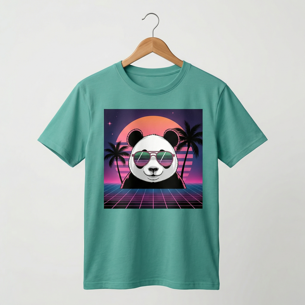 Retro Beach Panda T-Shirt | Synthwave Vaporwave Panda Tee - Men's