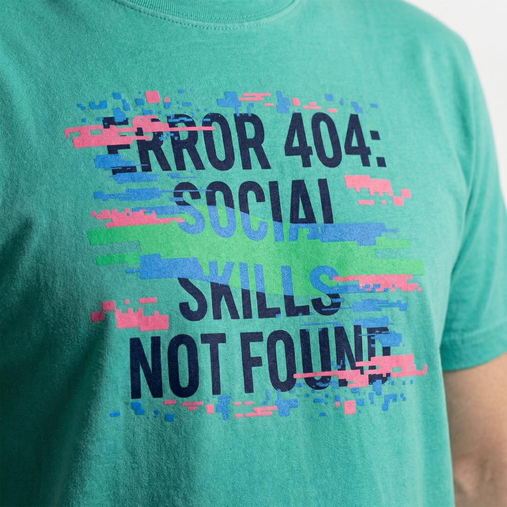 Error 404: Social Skills Not Found T-Shirt | Funny Geek Tee – Men's