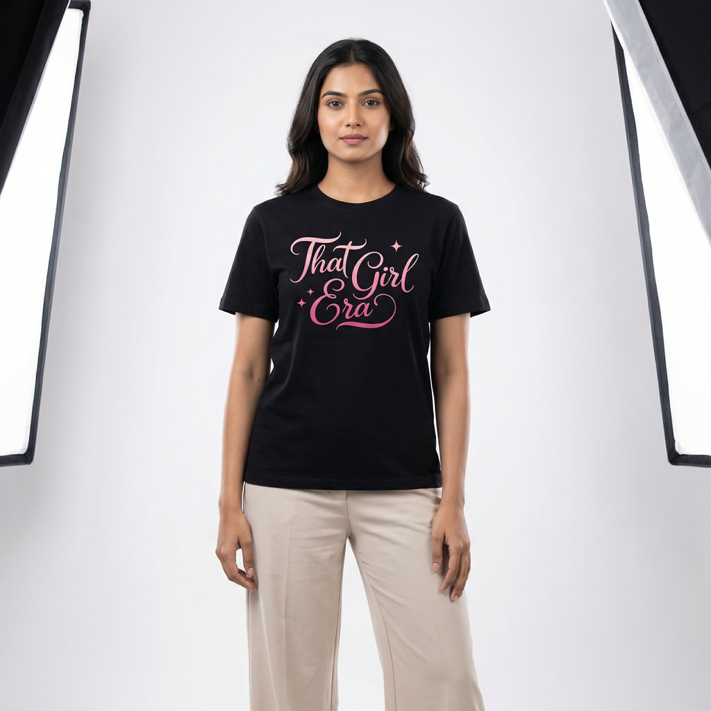 That Girl Era T-Shirt | Elegant Pink Script Tee – Women's