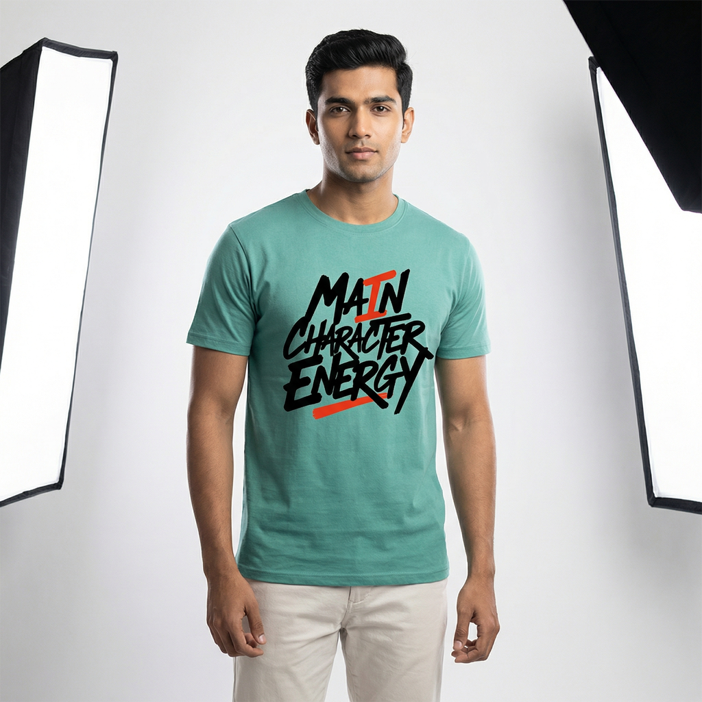 Main Character Energy T-Shirt | Bold Typography Graphic Tee – Men's