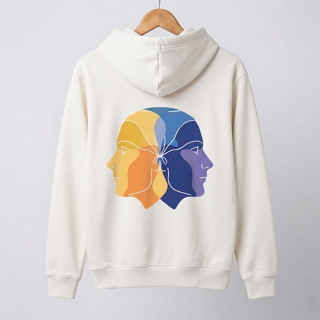 Dual Face Graphic Hoodie | Duality Bold Art - Men's