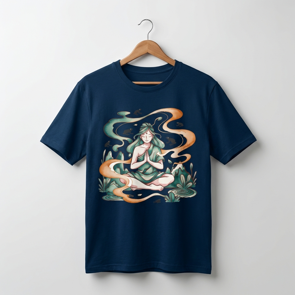 Zen Lady Graphic T-Shirt | Feminine Meditation Spiritual Tee - Men's