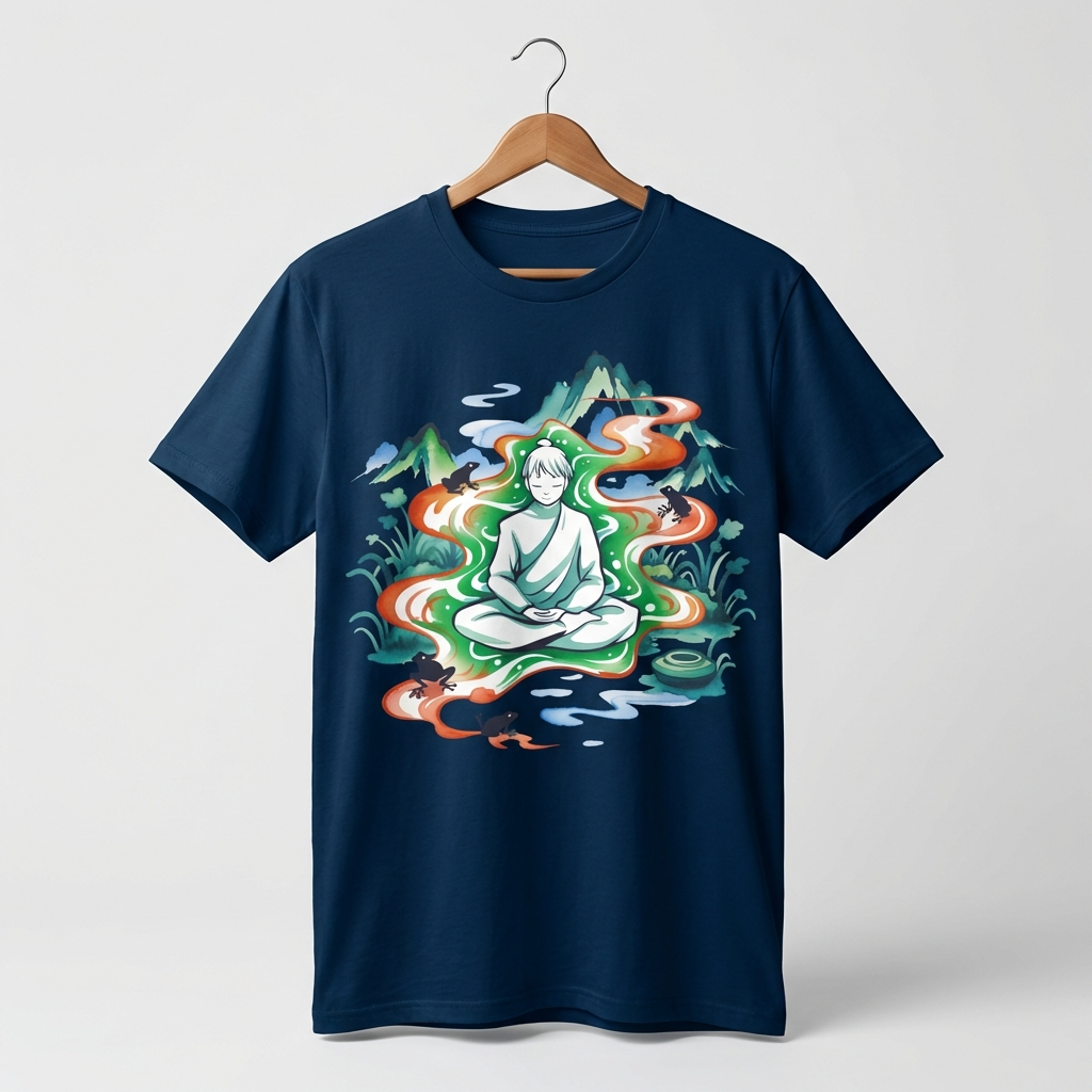 Zen Man Graphic T-Shirt | Masculine Meditation Mindfulness Tee - Men's