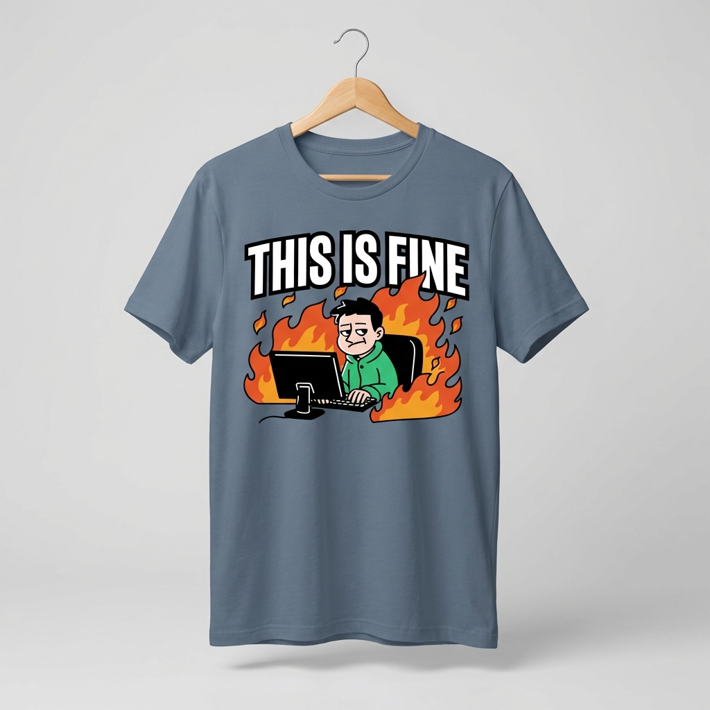 This Is Fine Oversized T-Shirt | Funny Meme Chaos Tee - Men's