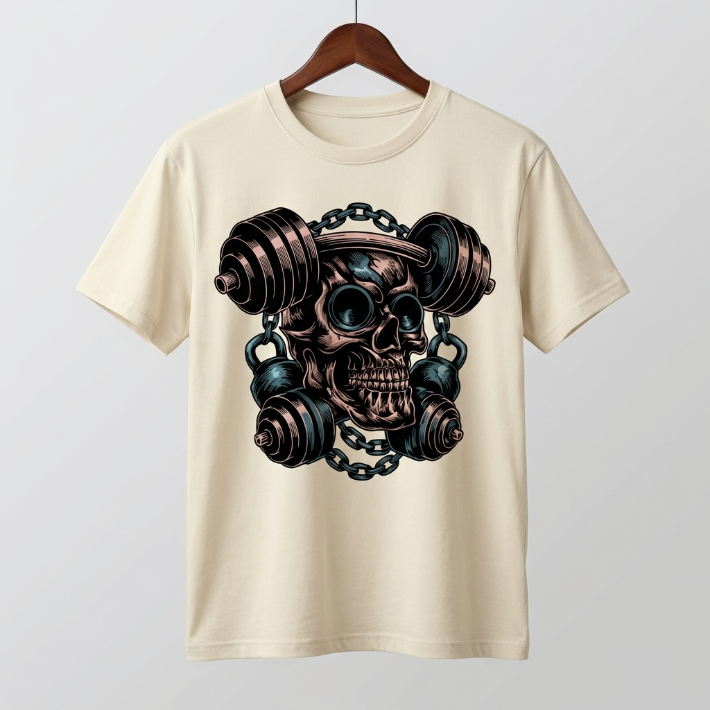 Gym Skull Oversized T-Shirt | Hardcore Fitness Skull Tee - Men's
