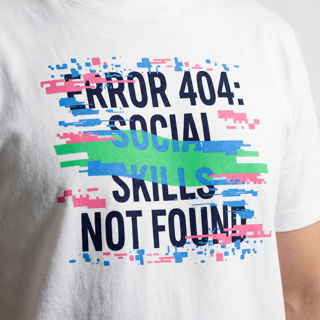 Error 404: Social Skills Not Found T-Shirt | Funny Geek Tee – Men's
