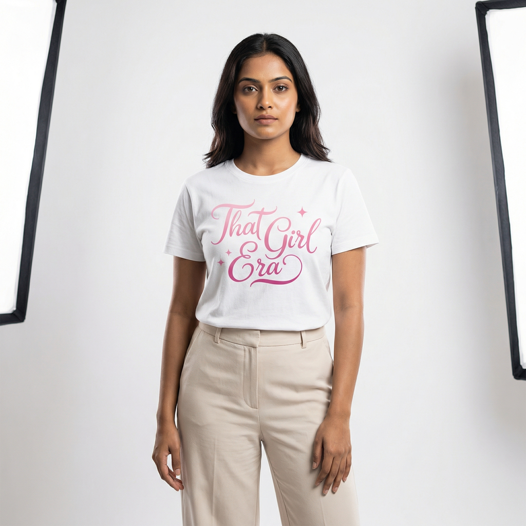 That Girl Era T-Shirt | Elegant Pink Script Tee – Women's