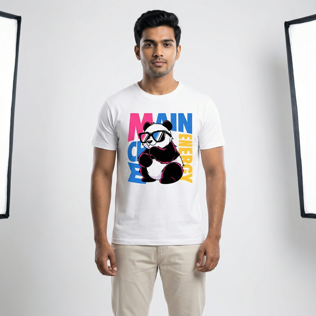 Main Character Energy Panda T-Shirt | Cool Panda Graphic Tee – Men's