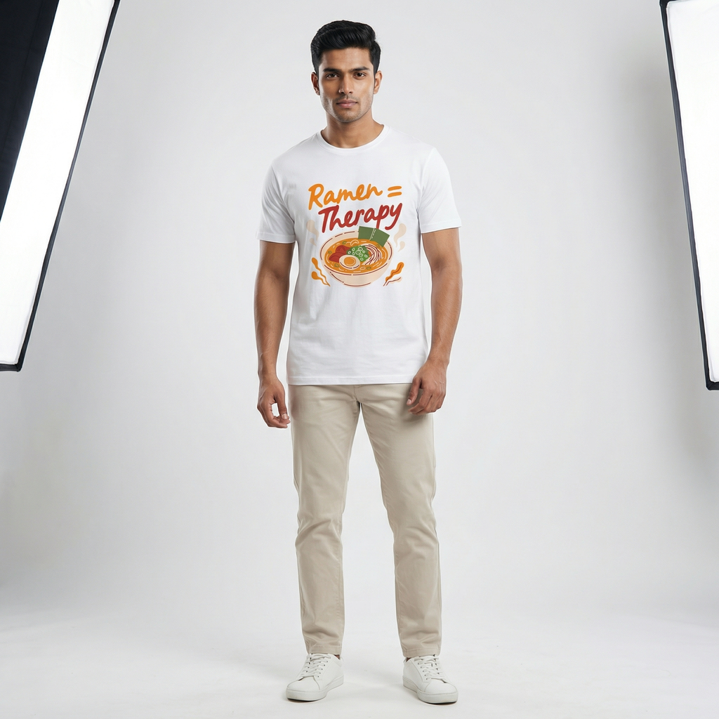Ramen Equals Therapy T-Shirt | Foodie Comfort Graphic Tee – Men's