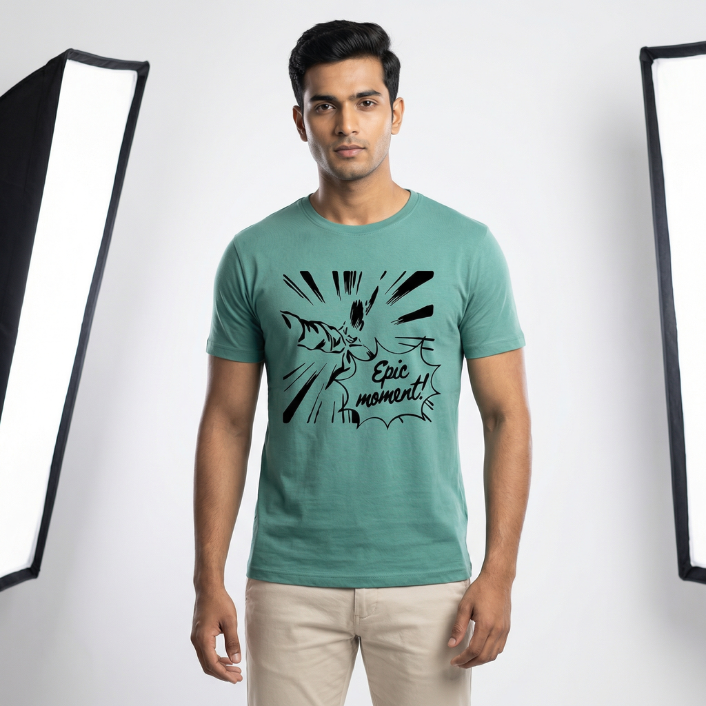 Epic Moment Comic Art T-Shirt | Manga Action Graphic Tee – Men's