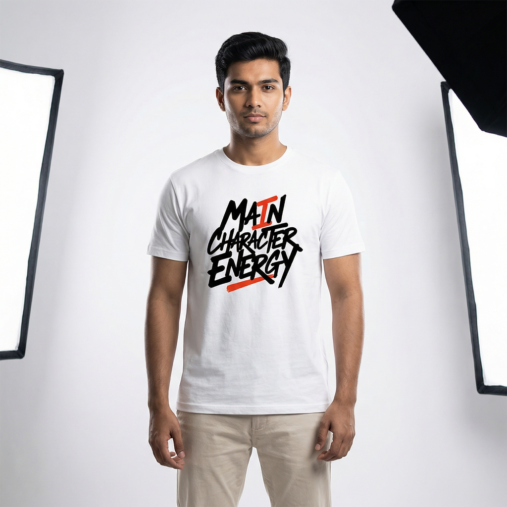 Main Character Energy T-Shirt | Bold Typography Graphic Tee – Men's