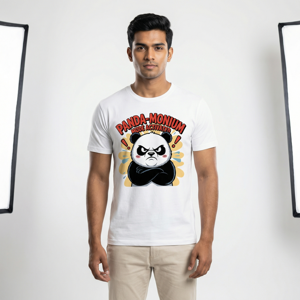 Panda-Monium Graphic T-Shirt | Funny Angry Panda Tee - Men's