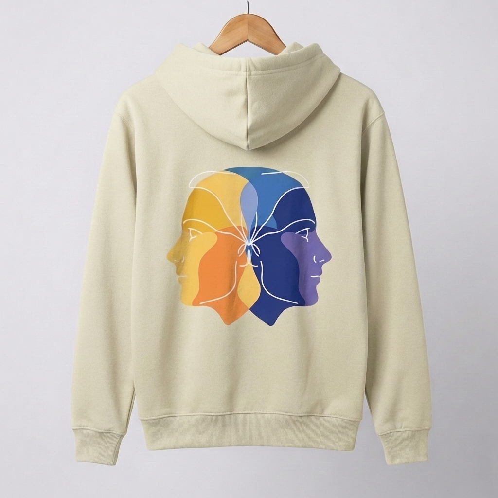 Dual Face Graphic Hoodie | Duality Bold Art - Men's