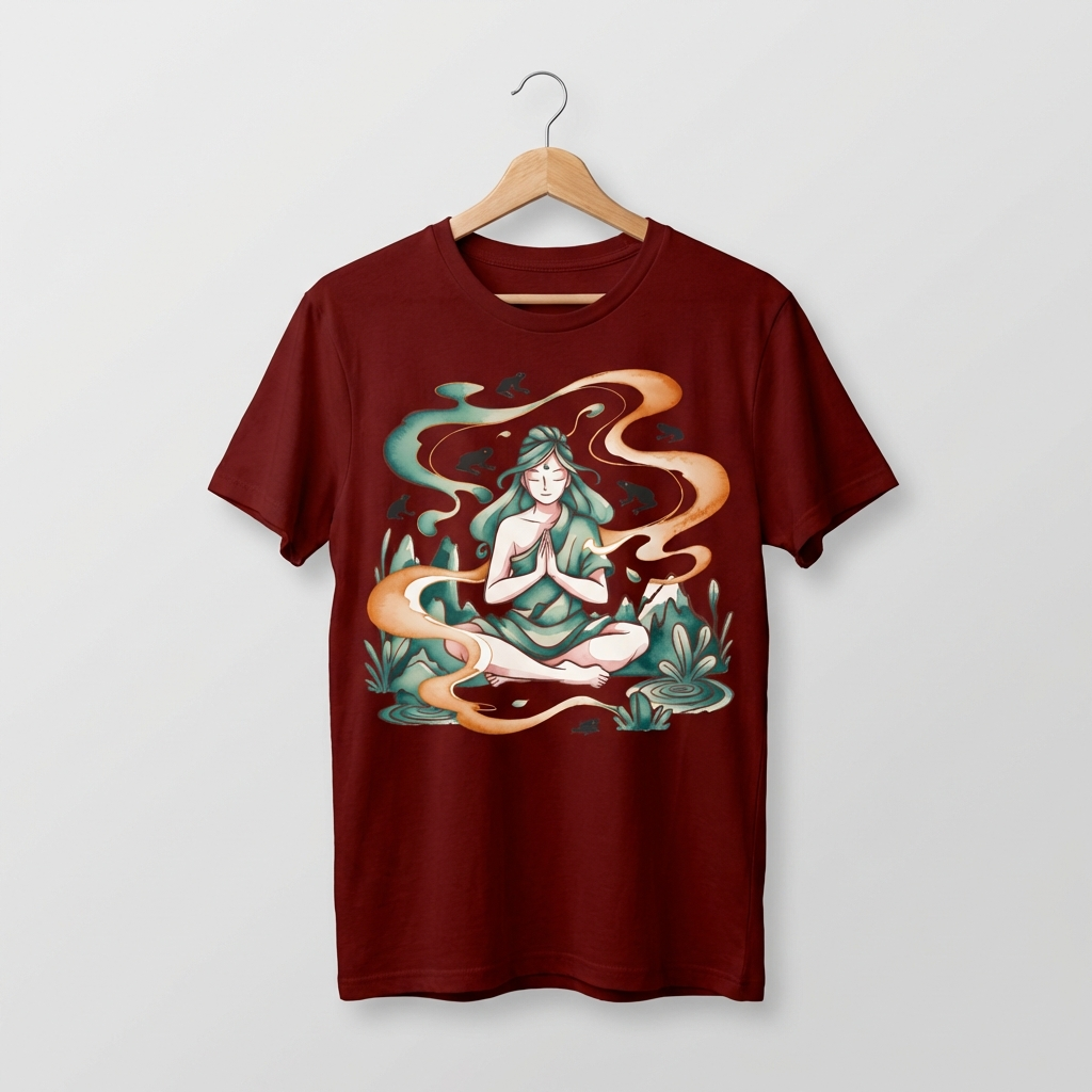 Zen Lady Graphic T-Shirt | Feminine Meditation Spiritual Tee - Men's