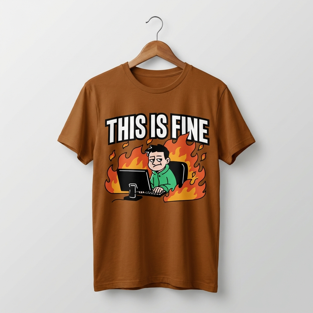 This Is Fine Oversized T-Shirt | Funny Meme Chaos Tee - Men's