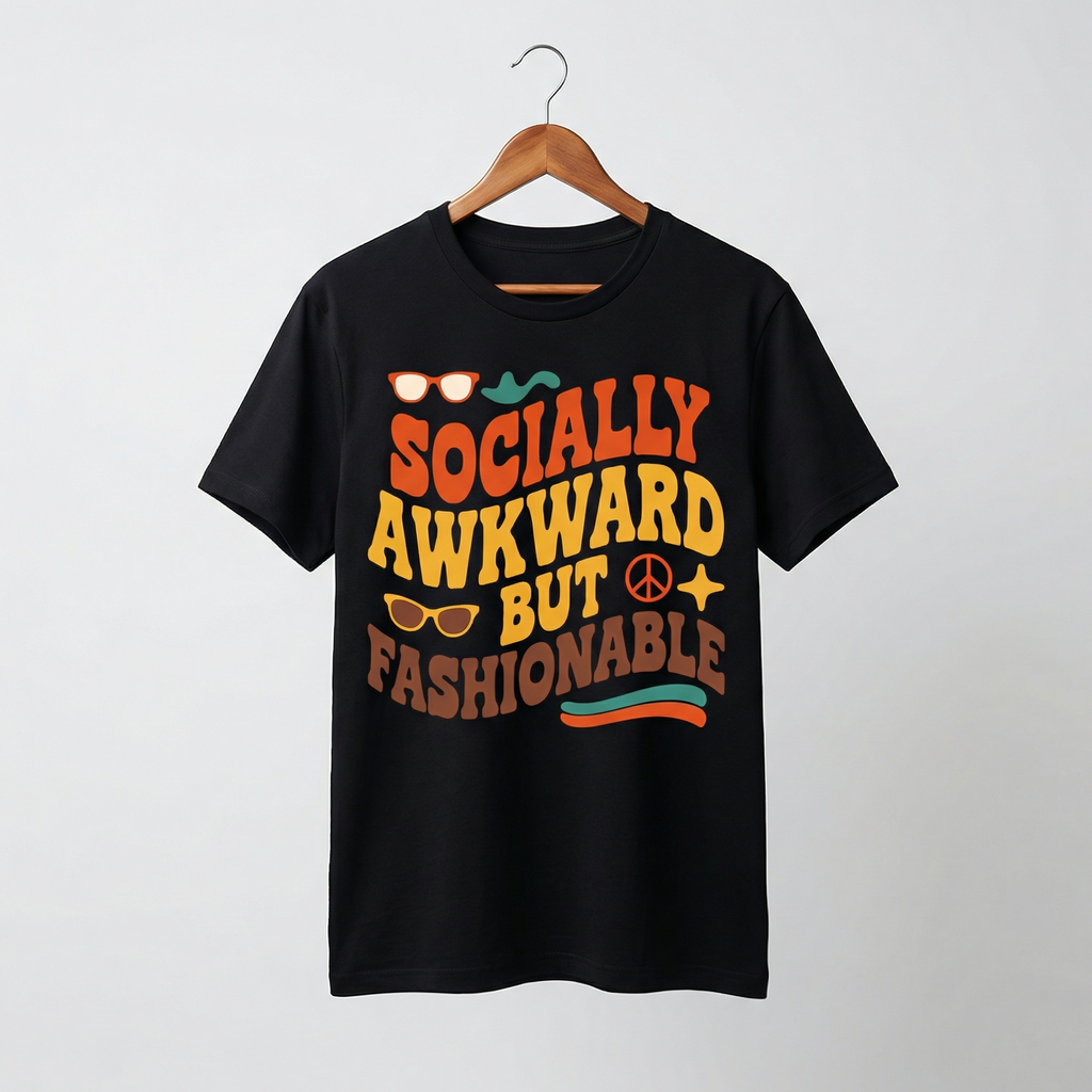 Socially Awkward But Fashionable T-Shirt | Retro Typography Tee – Men's