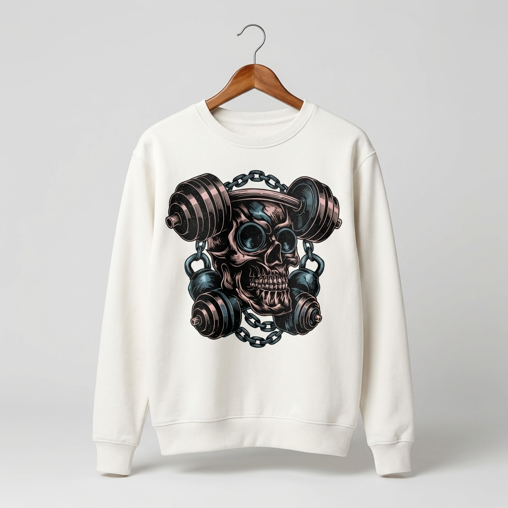 Gym Skull Graphic Sweatshirt | Hardcore Fitness Skull - Women's