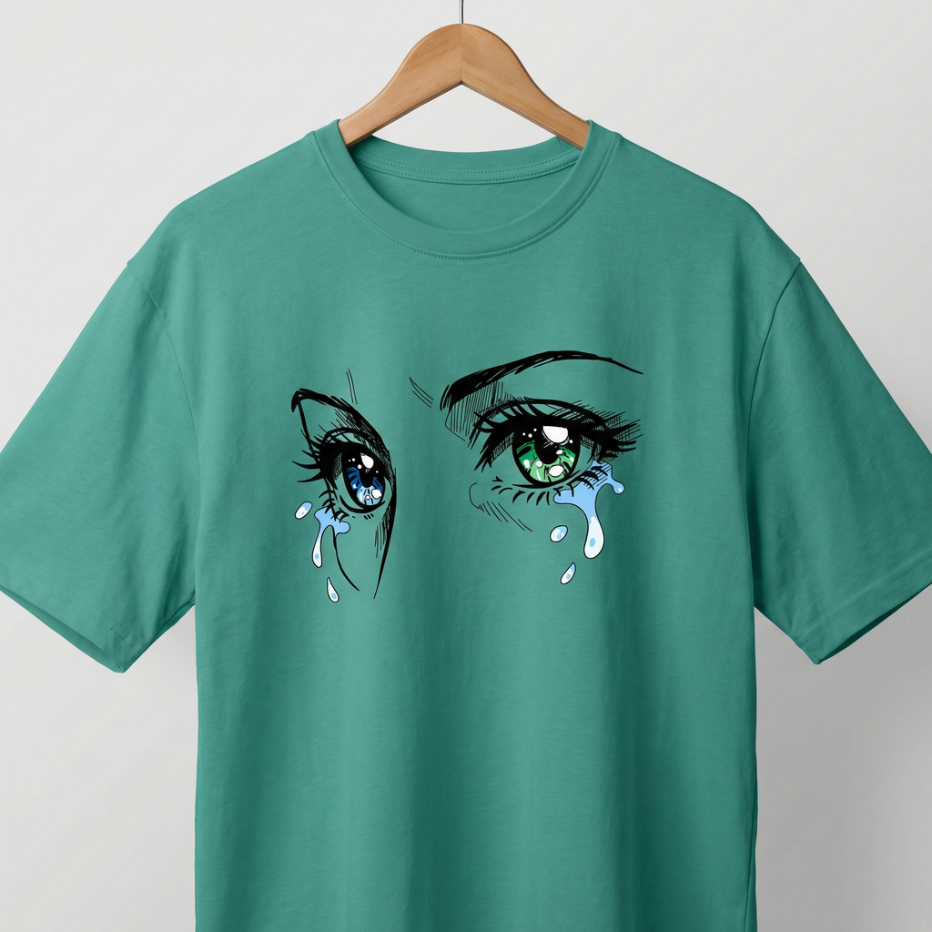 Anime Crying Eyes T-Shirt | Aesthetic Teary Eyes Graphic Tee - Men's
