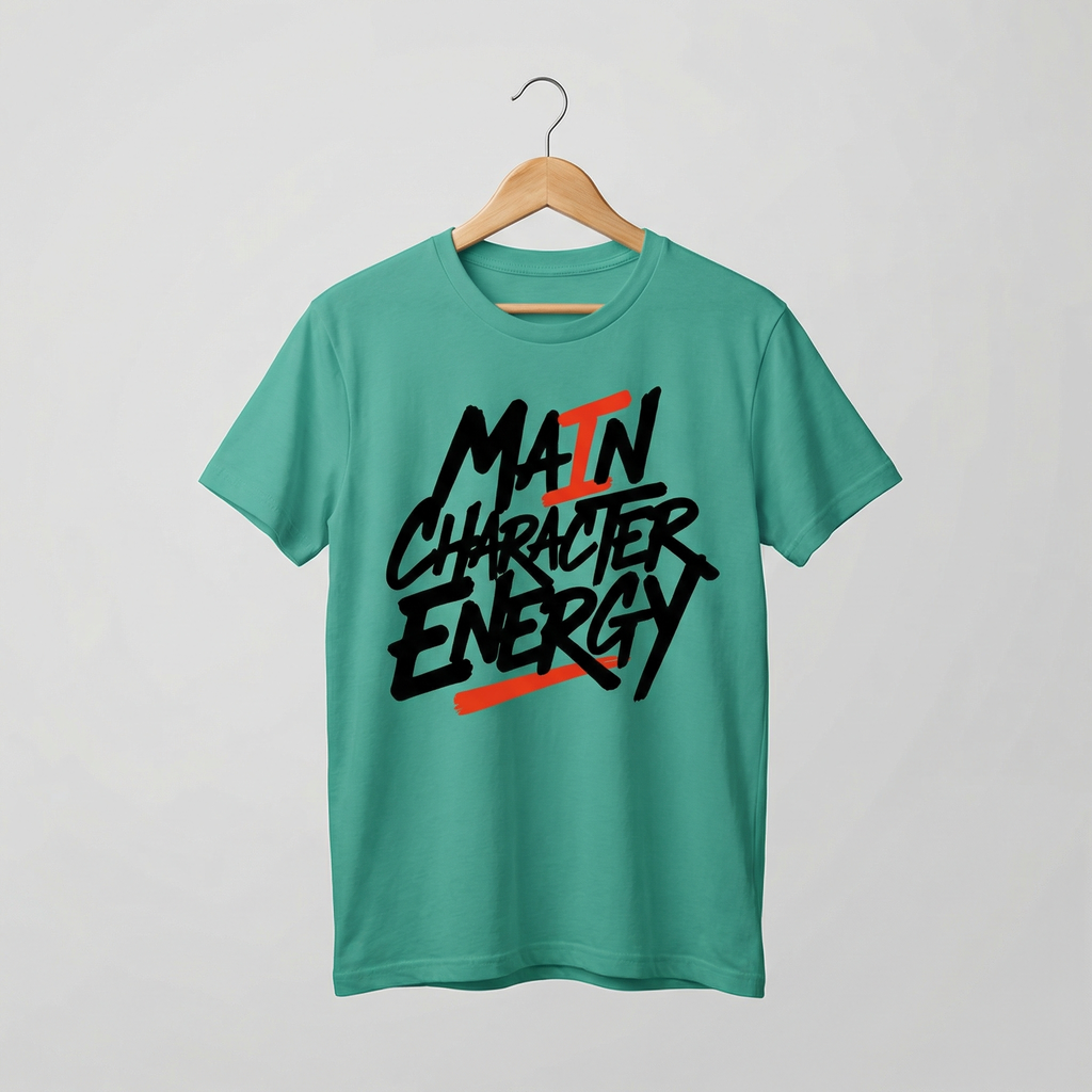 Main Character Energy T-Shirt | Bold Typography Graphic Tee – Men's