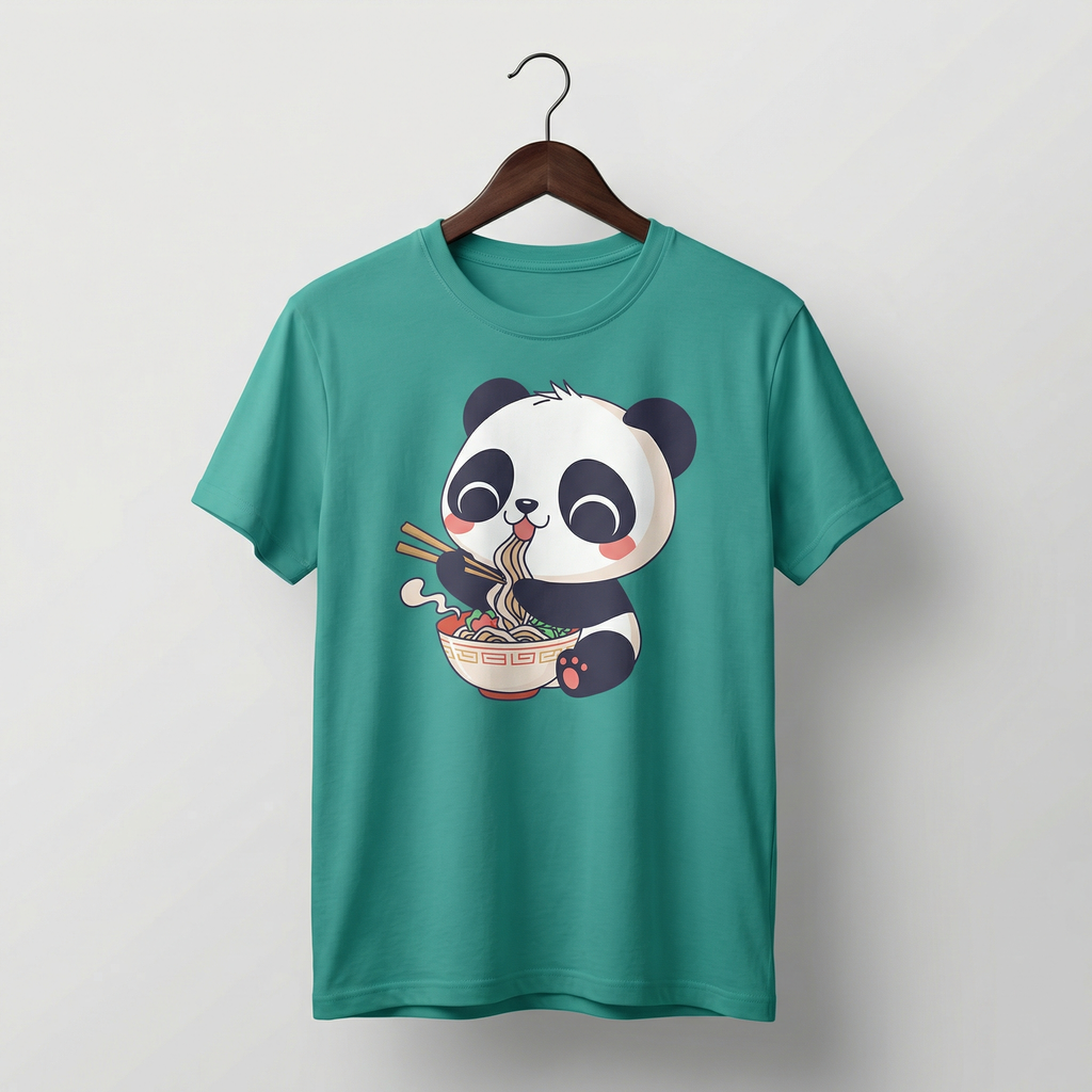 Cute Panda Eating Ramen T-Shirt | Kawaii Noodle Lover Tee – Men's