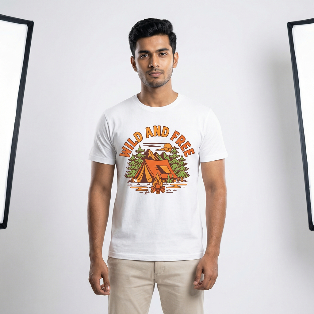 Wild And Free Camping T-Shirt | Vintage Outdoor Adventure Tee – Men's