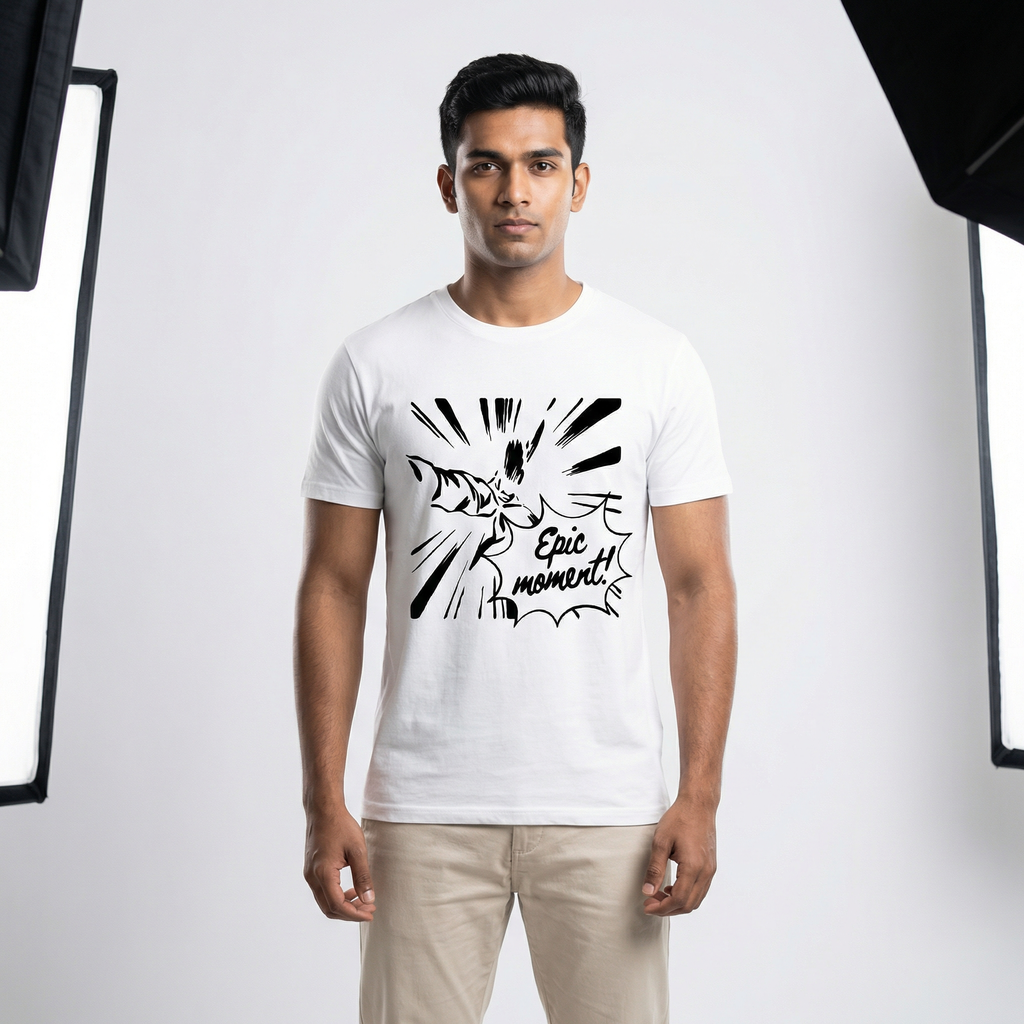 Epic Moment Comic Art T-Shirt | Manga Action Graphic Tee – Men's