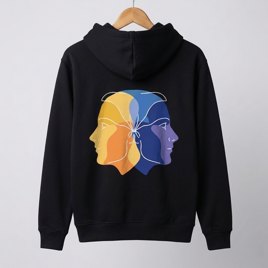 Dual Face Graphic Hoodie | Duality Bold Art - Men's