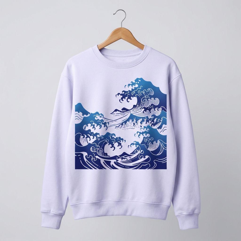 Waves Graphic Sweatshirt | Ocean Chill Aesthetic - Women's