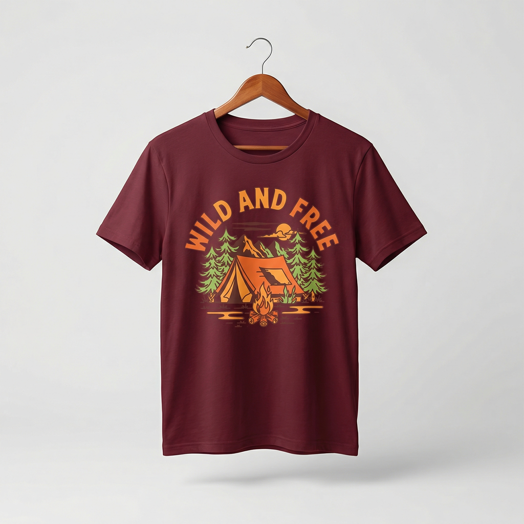 Wild And Free Camping T-Shirt | Vintage Outdoor Adventure Tee – Men's