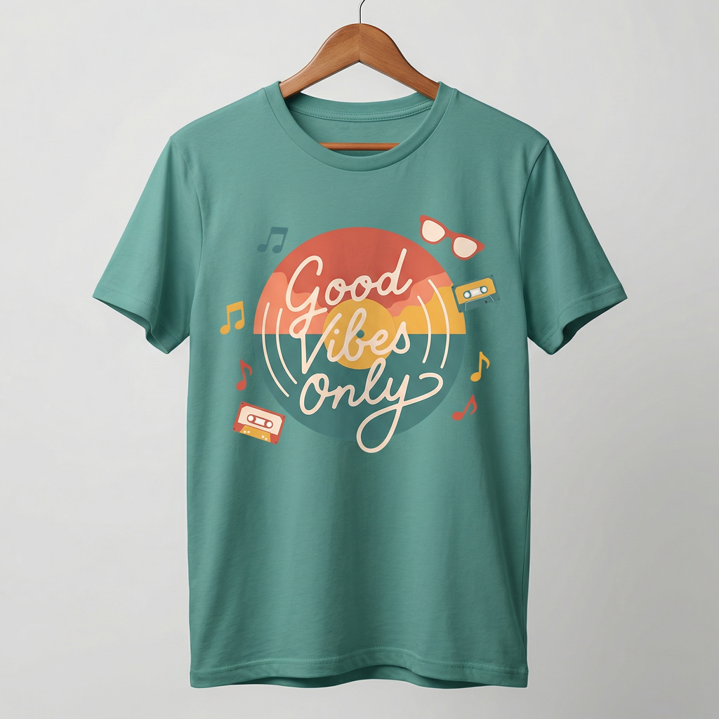 Good Vibes Only Retro Circle T-Shirt | Positive Energy Tee – Men's