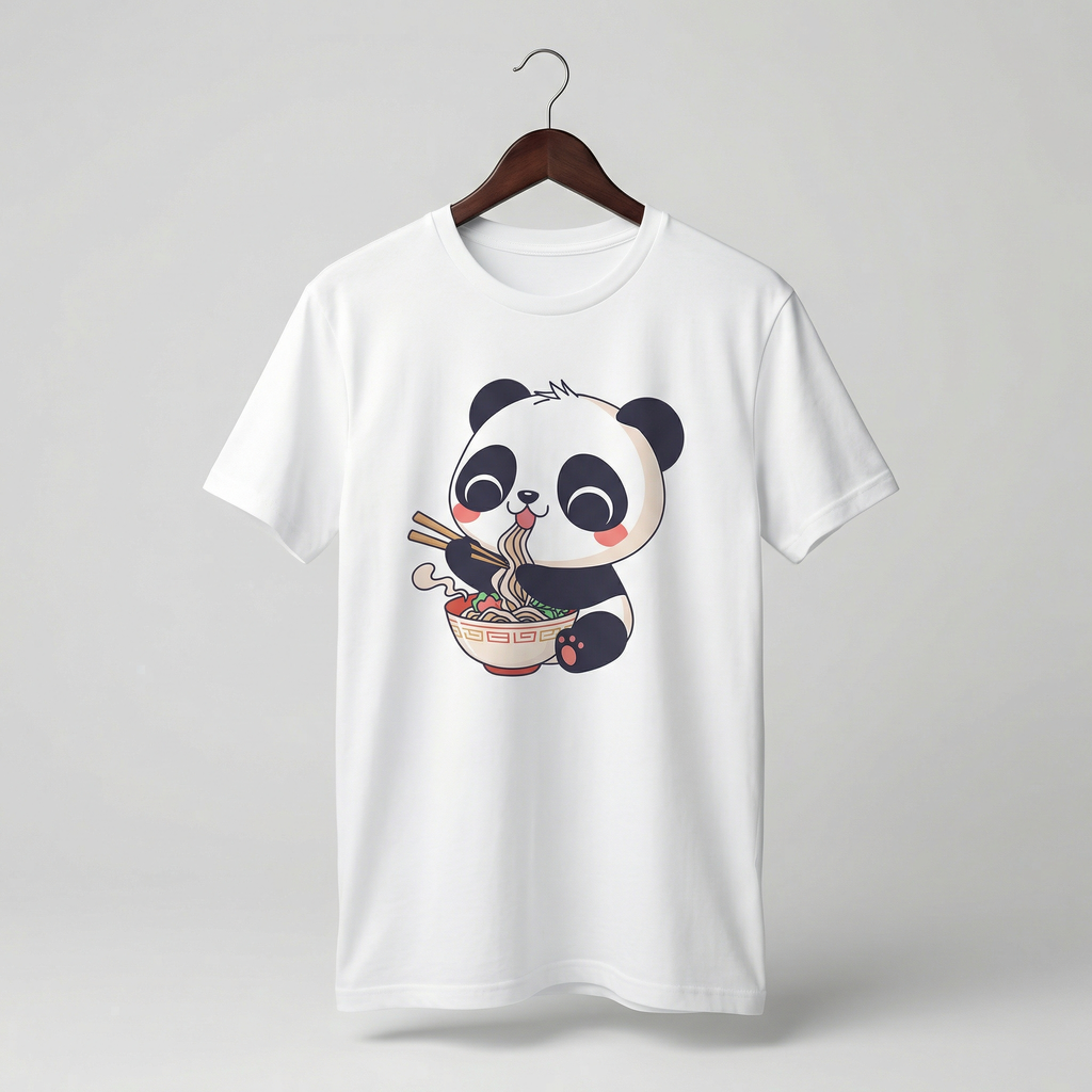 Cute Panda Eating Ramen T-Shirt | Kawaii Noodle Lover Tee – Men's