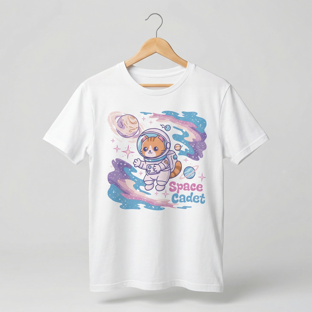 Space Cadet Astronaut Cat T-Shirt | Cute Galaxy Explorer Tee – Women's