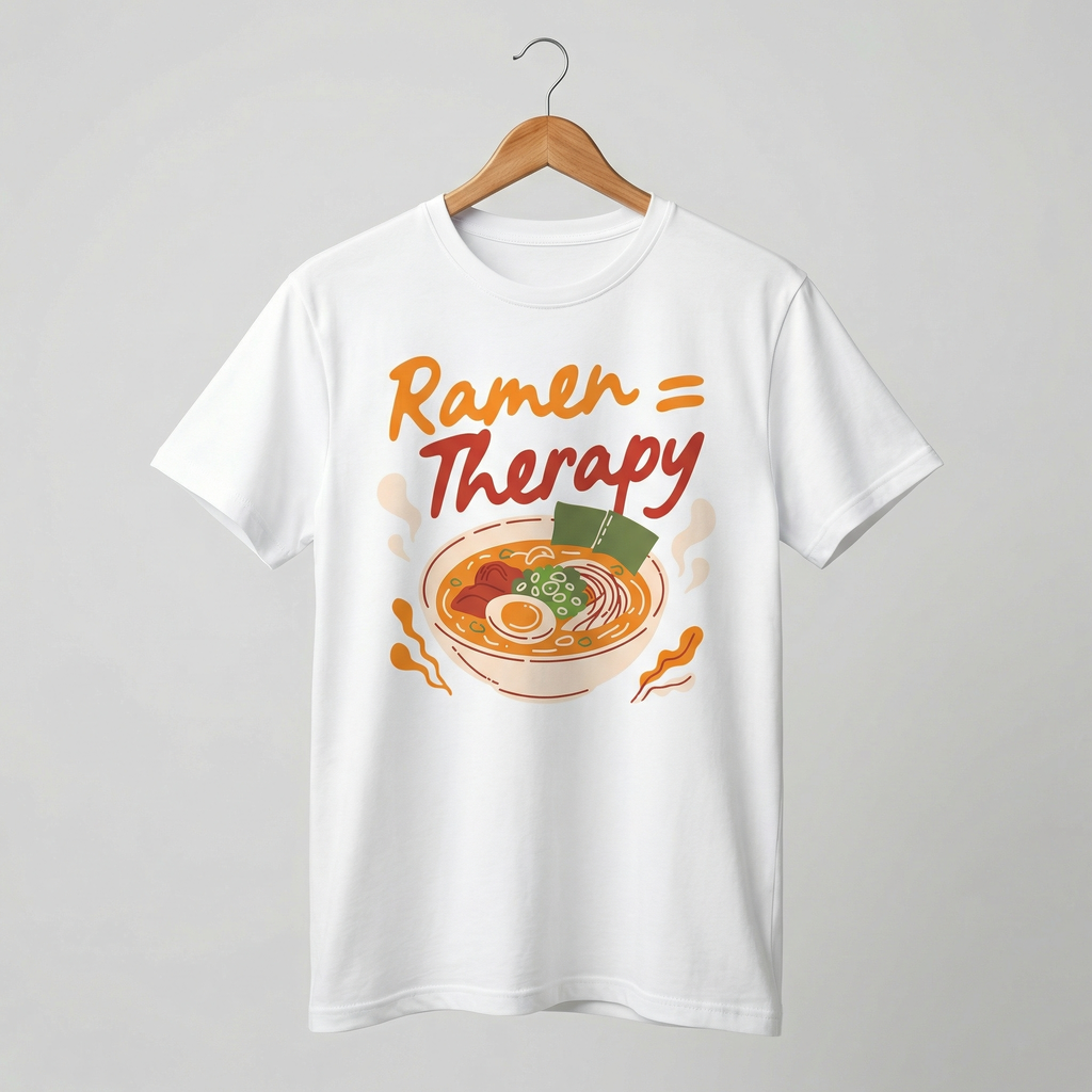 Ramen Equals Therapy T-Shirt | Foodie Comfort Graphic Tee – Men's
