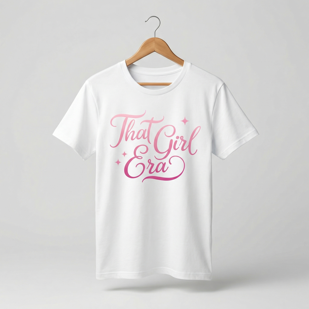 That Girl Era T-Shirt | Elegant Pink Script Tee – Women's