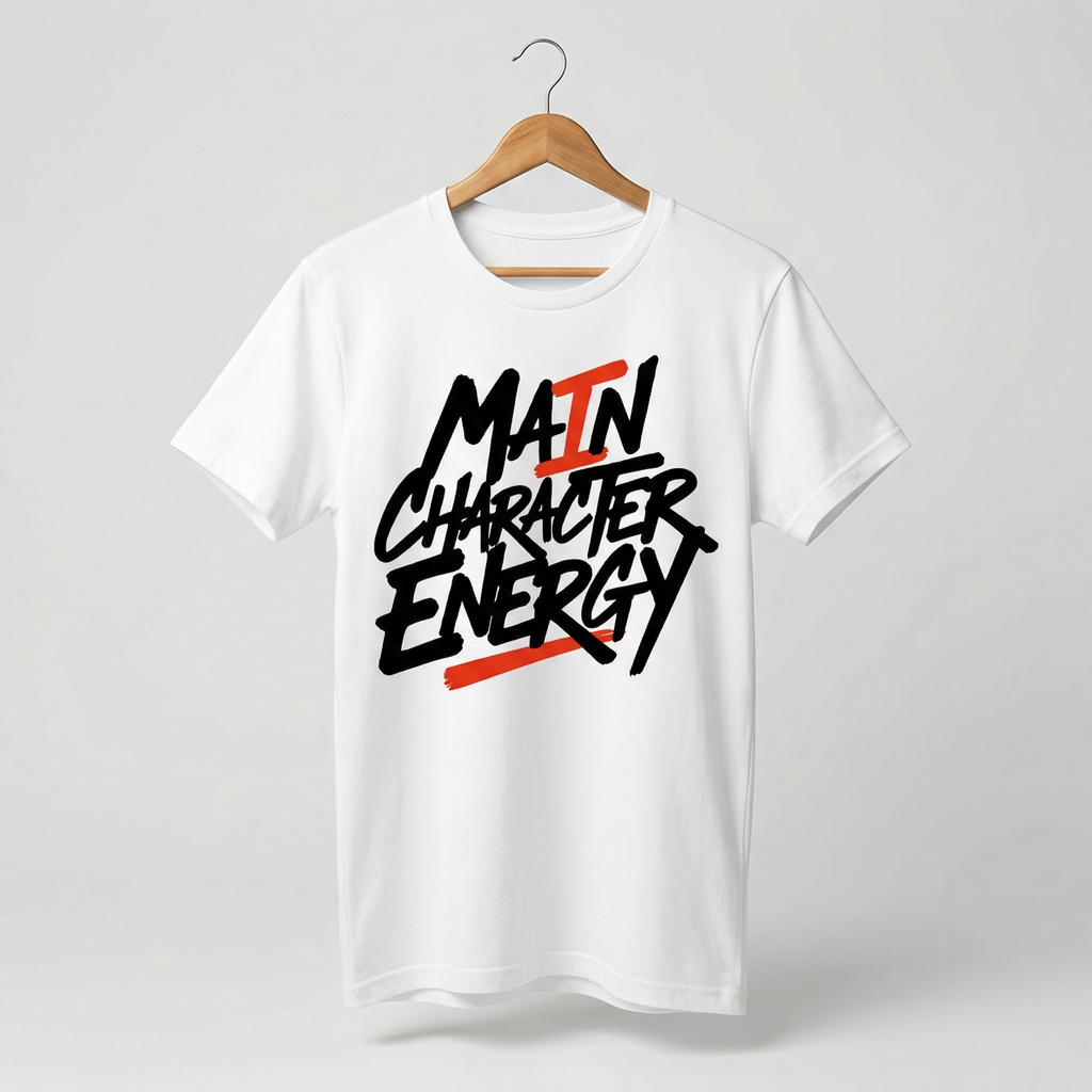 Main Character Energy T-Shirt | Bold Typography Graphic Tee – Men's