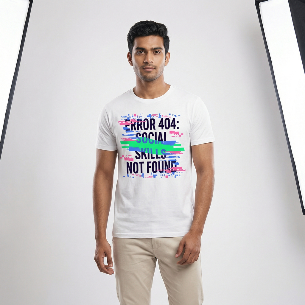 Error 404: Social Skills Not Found T-Shirt | Funny Geek Tee – Men's