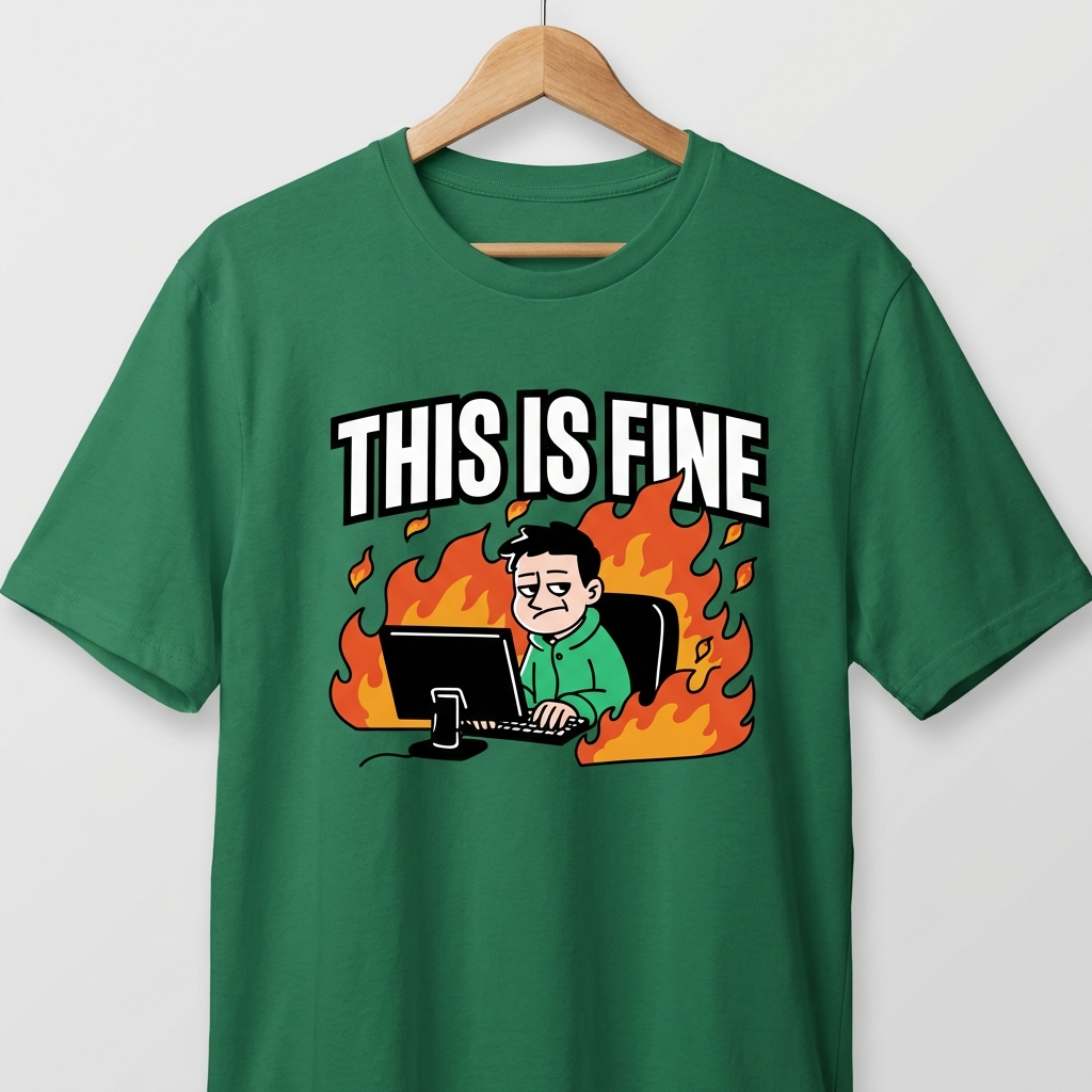 This Is Fine Graphic T-Shirt | Funny Meme Chaos Tee - Men's