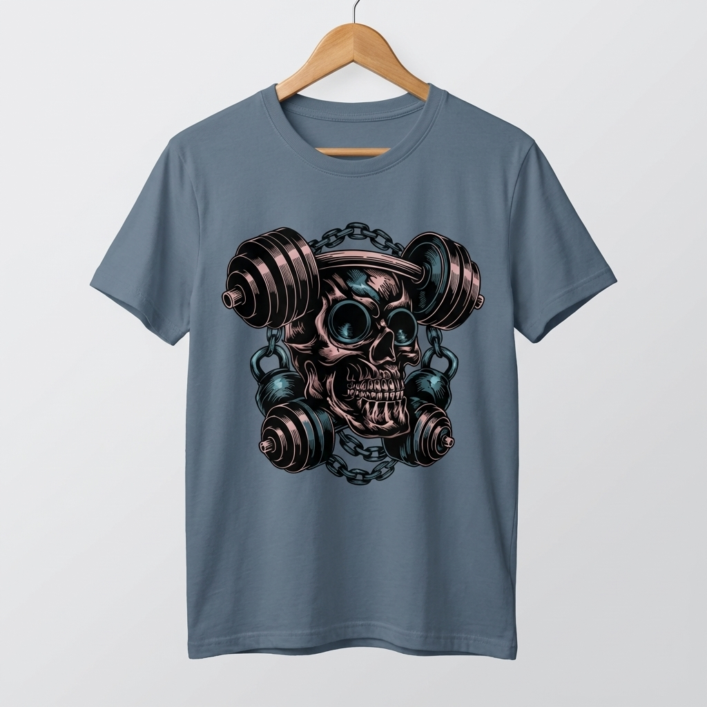 Gym Skull Oversized T-Shirt | Hardcore Fitness Skull Tee - Men's